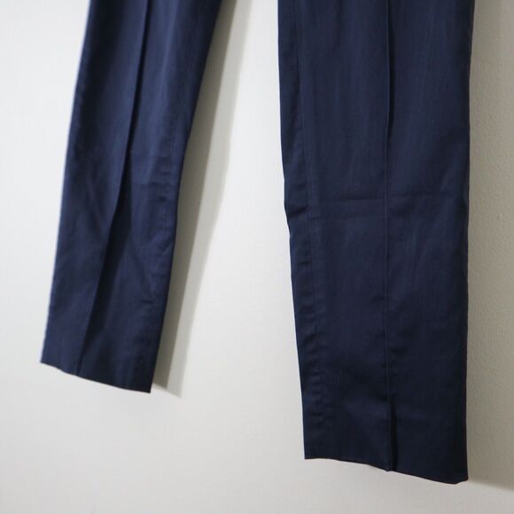 Max Mara US 6 Seam Flat Front Slim Leg Pants Navy Blue Size Zip - Picture 7 of 10